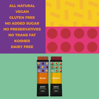 Fruit Snacks by Zest Delites, Fruit Leather, Healthy Snacks for Adults, Dried Fruit Bars, Gluten Free Fruit Strips, Vegan Healthy Snacks, Fruit Strips, Apple-Based, Peach, Plum, 0.88 oz x 10
