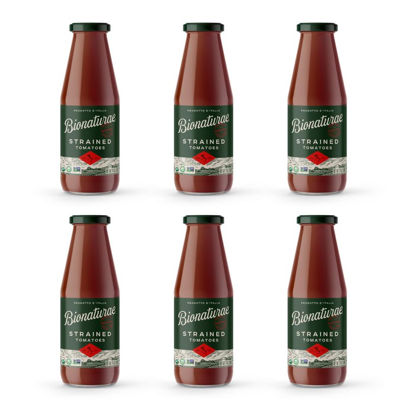 Bionaturae Organic Strained Tomatoes - No Salt Strained Tomatoes, Strained Tomatoes in a Jar, Keto Friendly, Non-GMO, USDA Certified Organic, No Added Sugar, Made in Italy - 24 Oz, 6 Pack