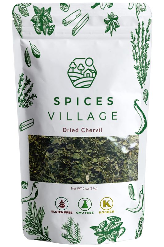 SPICES VILLAGE Dried French Parsley Flakes, Dried Chervil, Fresh Dried Chervil Herb, Sweet Cicily - Kosher, Gluten Free, Vegan, Non GMO, Resealable Bulk Bag, 2 oz