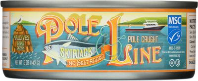 POLE AND LINE Skipjack Tuna in Water No Added Salt, 5 OZ