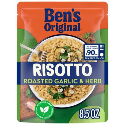 BEN&#39;S ORIGINAL Risotto Roasted Garlic &amp; Herb Flavored Rice, Easy Dinner Side, 8.5 oz Pouch (Pack of 12)