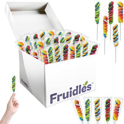 The Dreidel Company Rainbow Twist Lollipop, Mixed Fruit Flavor, Individually Wrapped, 3 Inch Sucker (24-Pack)