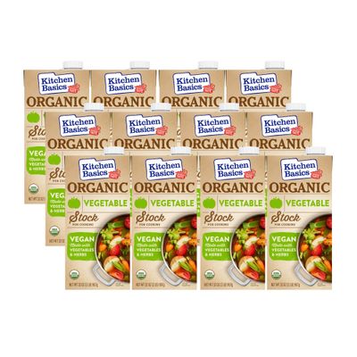 Kitchen Basics Organic Vegetable Stock, 32 oz (Pack of 12) | No Artificial Flavors, Vegan, Gluten Free |
