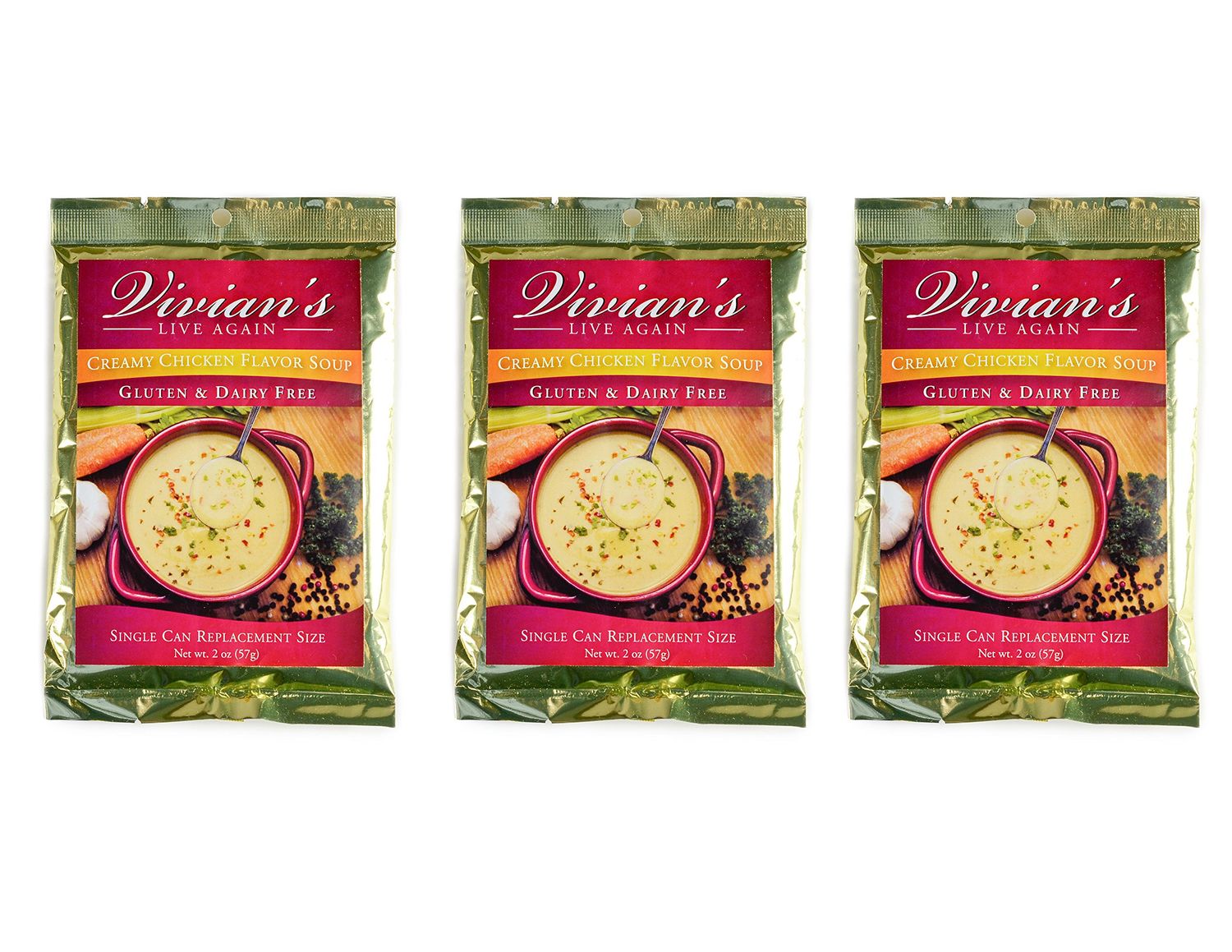 Gluten Free Cream of Chicken Soup and Gravy Mix, Dairy Free, by Vivian&#39;s Live Again 3-Pack