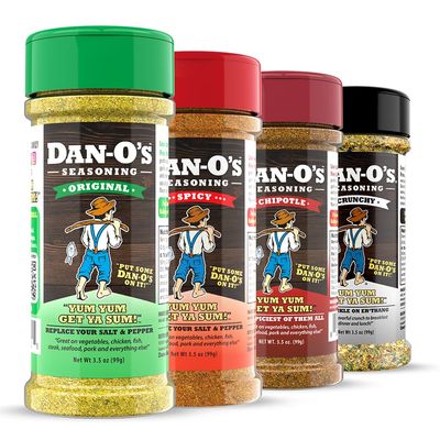 Dan-O&#39;s Seasoning Small 4 Bottle Combo | Original, Chipotle, Spicy, &amp; Crunchy | 4 Pack (3.5 oz)
