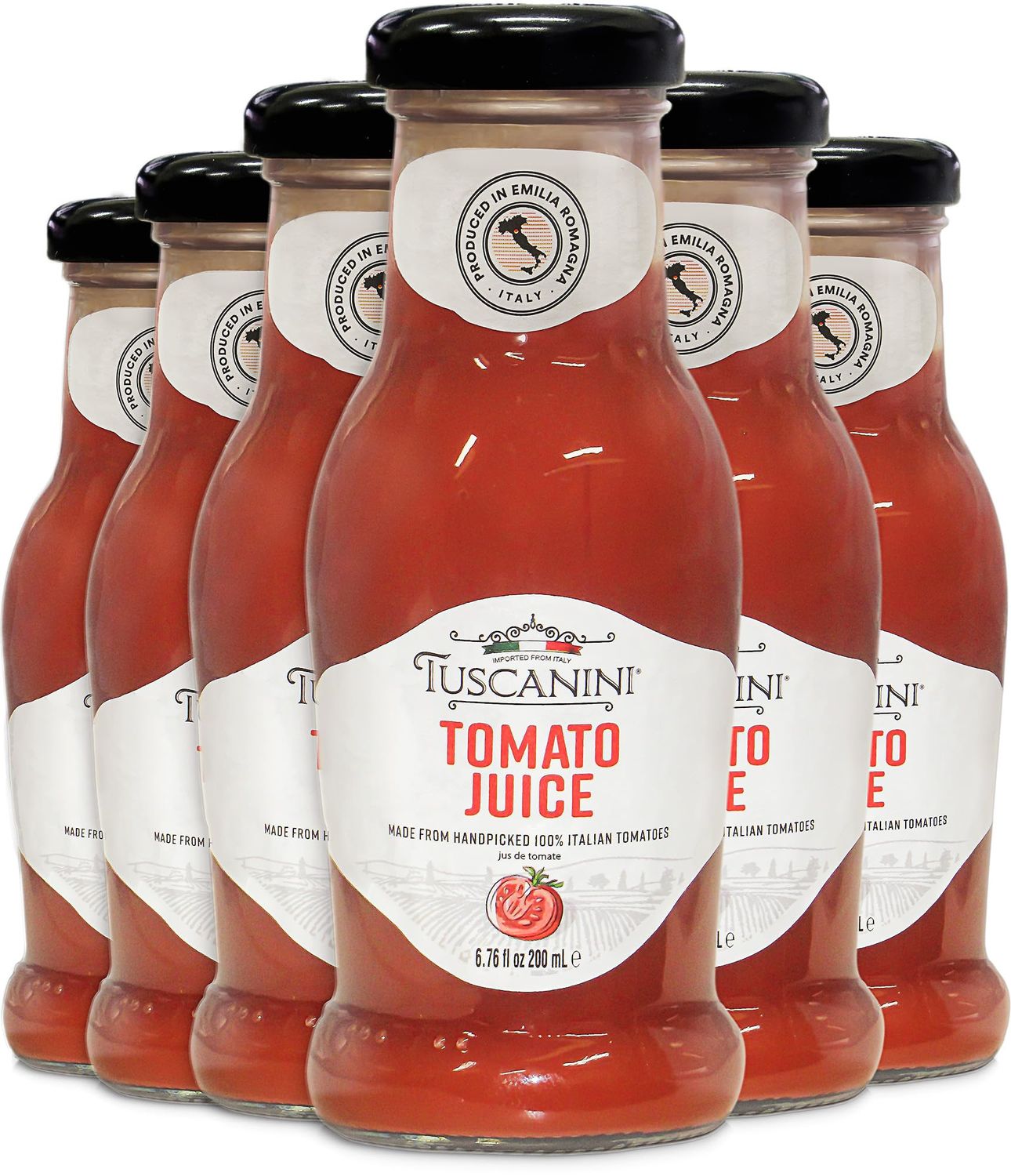 Tuscanini Premium Italian Tomato Juice, 6.76 oz (6 Pack) | Low Sodium Tomato Juice | Great for Cocktails | Non GMO Verified