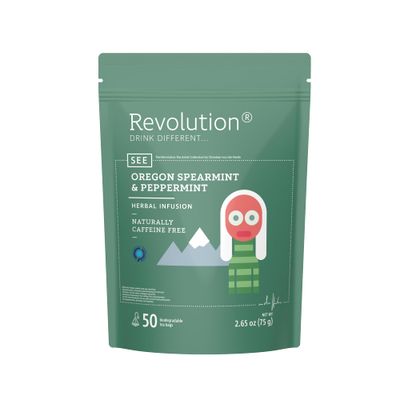 REVOLUTION TEA Southern Mint [THE ORIGINAL] - Oregon Spearmint &amp; Peppermint - Premium Full Leaf Tea - Biodegradable Infuser Tea Bags - Herbal Tea - Naturally Caffeine Free - 50 Bags