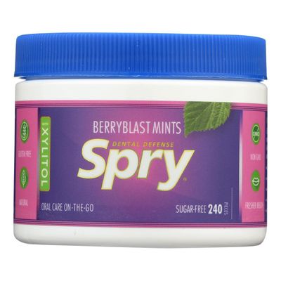 Spry Xylitol Berry Blast Mints Sugar Free Candy - Breath Mints That Promote Oral Health, Dry Mouth Mints That Increase Saliva Production, Stop Bad Breath, 240 Count (Pack of 1)