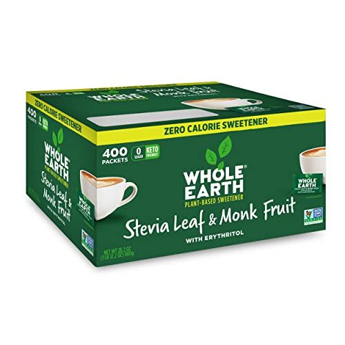 Whole Earth Sweetener Co. Stevia &amp; Monk Fruit Sweetener, Erythritol Sweetener, Stevia Packets, Sugar Substitute, Natural Sweetener, 400 Count
