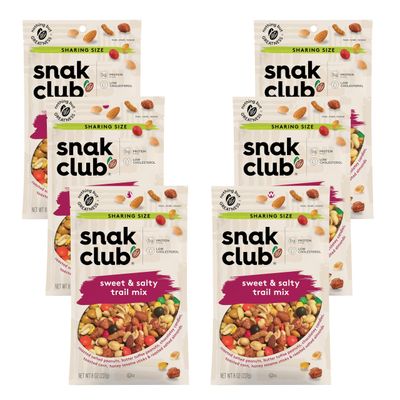 Snak Club Sweet &amp; Salty Trail Mix, 8 Ounce (Pack of 6)