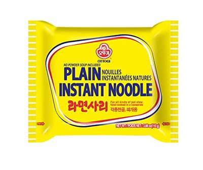 OTTOGI PLAIN INSTANT NOODLE, For all kinds of pot stew, food cooked in a casserole, For Hot Pot, Shabu Shabu, and stews (110g) - 16 Pack