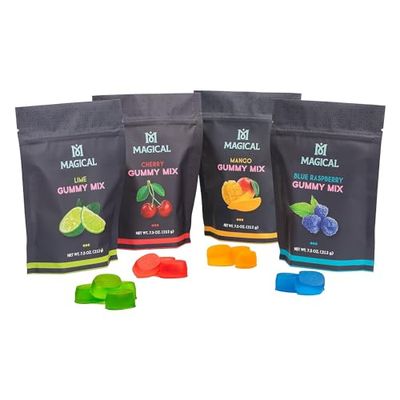 Magical butter machine Gummy Mix 4 Pack Easy-to-Use, Flavorful & Customizable Gummy-Making Solution - Comes w/ 4 Delicious Flavors - Cherry, Mango, Blue Raspberry & Lime Magical butter machine Gummy Mix 4 Pack Easy-to-Use, Flavorful & Customizable Gummy-Making Solution - Comes w/ 4 Delicious Flavors - Cherry, Mango, Blue Raspberry & Lime
