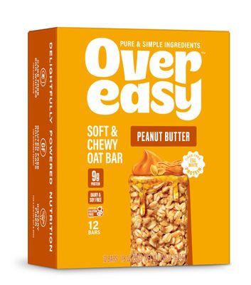 Over Easy Peanut Butter Soft and Chewy Oatmeal Breakfast Bars - Granola and Protein Bars - 12 Energy Snack Bars - Clean, Gluten Free, Dairy Free, Soy Free and Kosher