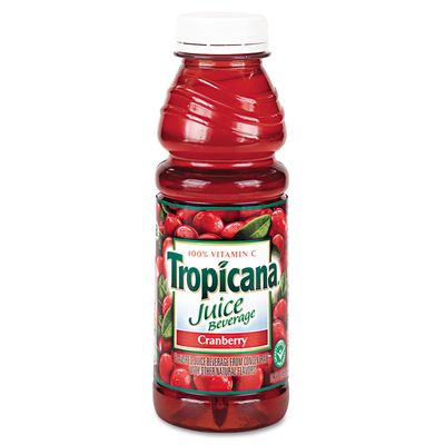 Tropicana 00864 Juice Beverage, Cranberry, 15.2oz Bottle, 12/Carton
