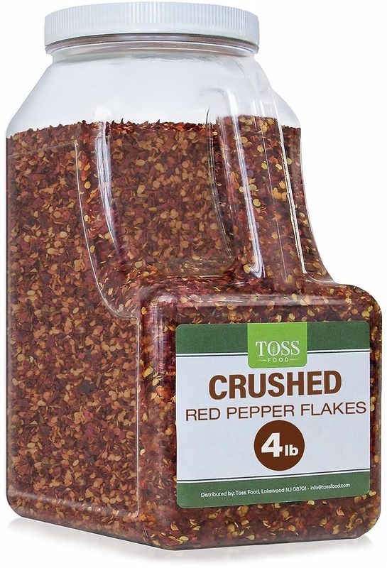 TOSS Crushed Red Pepper Flakes, Red Chili Flakes Bulk Spice 4 LB Container, Hot Pepper Flakes For Pizza Seasoning, Great for Chowder, Seafood, Pasta Seasonings and Spices for Cooking