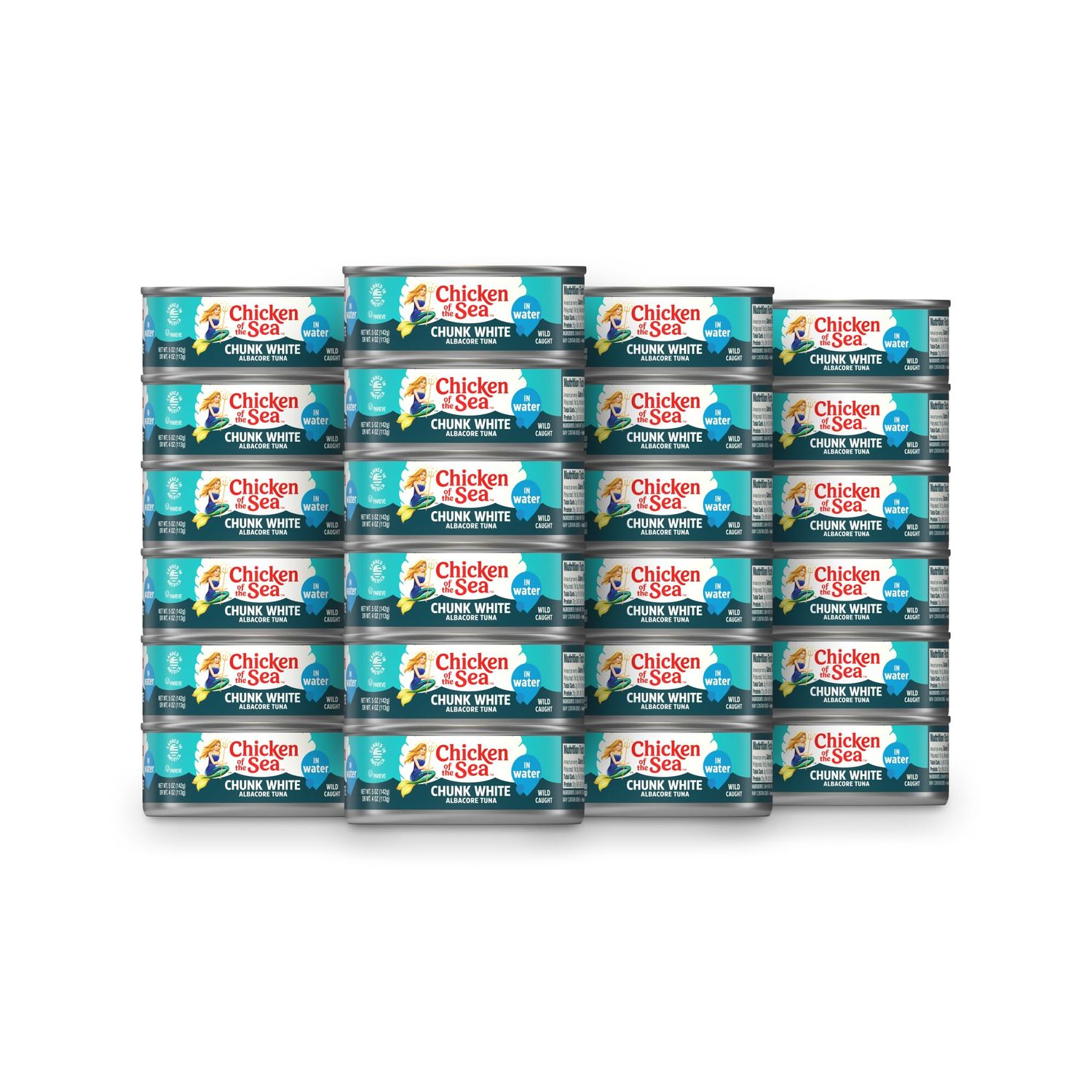 Chicken of the Sea Chunk White Albacore Tuna in Water, 5 Ounce Cans (24 Cans), Wild Caught Canned Tuna, 6 Packs of 4-Count
