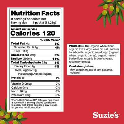 Suzie's, Organic Saltines, Salted Crackers, Salt &amp; Extra Virgin Olive Oil Flavor - 8.8oz Pack