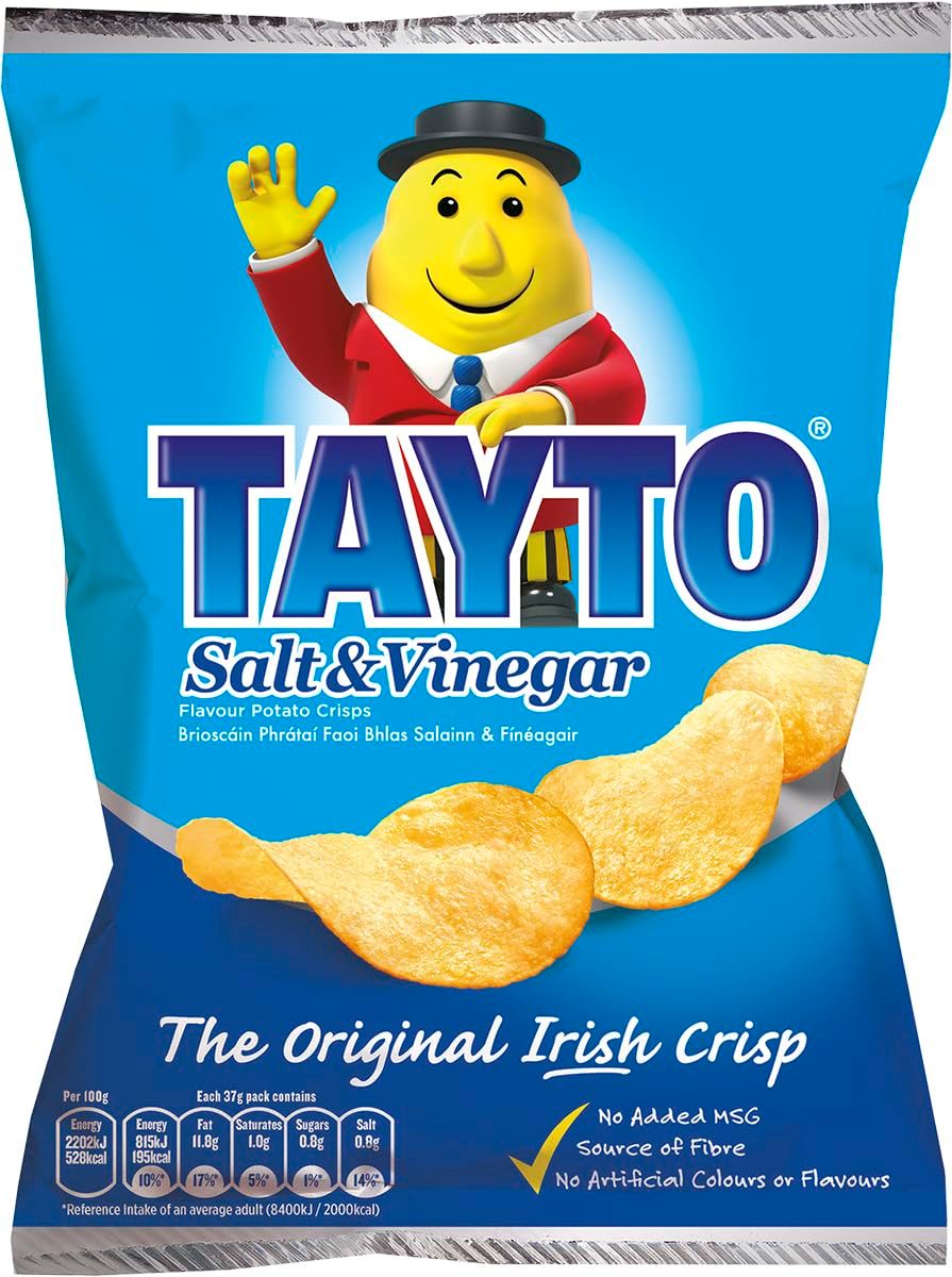 Tayto Salt &amp; Vinegar 37g (1.3oz) 5 Pack