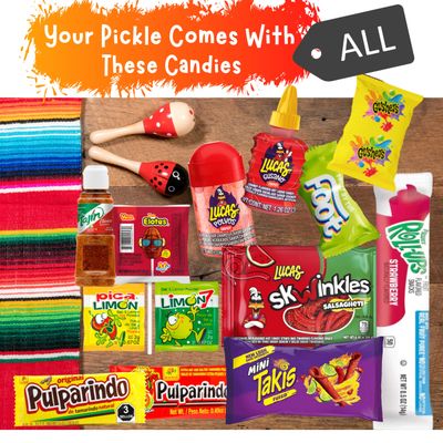 The Full Tiktok Chamoy Pickle Kit With Candy; Includes Fruit-Rollup, Lucas Gusano & Salsagheti & More Mexican Candy by Ma Lit Candy (1 Ricos Chamoy Pickle Kit)