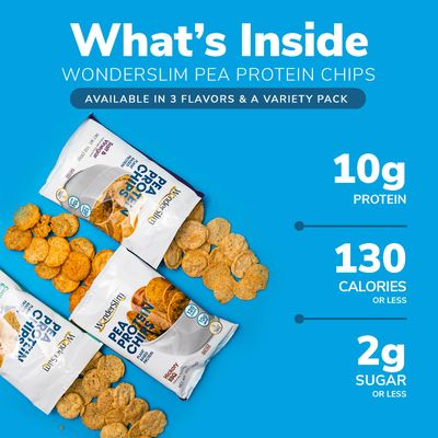 WonderSlim Pea Protein Snack Chips, Cool Ranch, 130 Calories, 10g Protein, Gluten Free (12ct)
