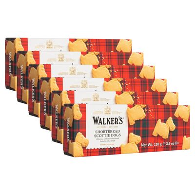 Walker&#39;s Shortbread Traditional Scottie Dog Shaped Cookies, All-Butter Shortbread Cookies, 3.9 Oz Box (Pack of 6)