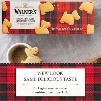 Walker's Shortbread Traditional Scottie Dog Shaped Cookies, All-Butter Shortbread Cookies, 3.9 Oz Box (Pack of 6)