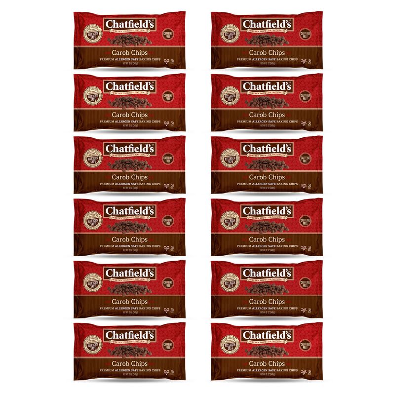 Chatfield&#39;s Carob Chips Unsweetened - Allergen-Free Substitue For Chocolate Chips (Pack of 12)