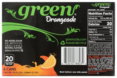 Green Soda Sparkling Orangeade with Real Fruit Juice, Naturally Sweetened, No Artificial Sweeteners, Natural Flavors, 66.9 Fluid Ounce (Pack of 4)