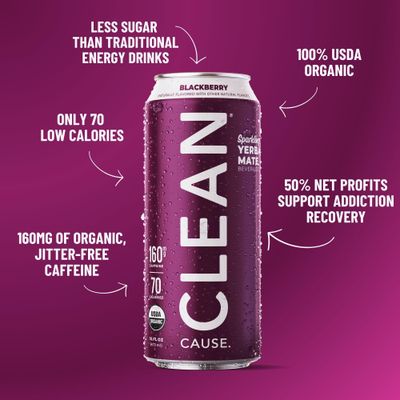 CLEAN Cause Low Calorie Variety Pack Sparkling Yerba Mate Tea, 160mg Caffeine, Organic, Low Sugar, Healthy Alternative to Energy Drinks (16oz cans, 12-Pack Case)