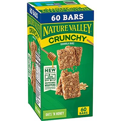Nature Valley Crunchy Oats &#39;n Honey Granola Bars, 60 Bars, 44.7 OZ (30 Pouches)