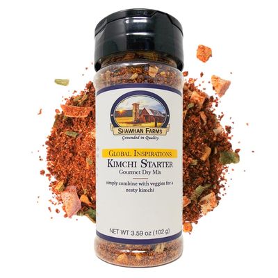 Shawhan Farms Korean Kimchi Starter Seasoning Mix - Non-GMO - Vegetarian Blend - Mild Spicy Flavor With Gochugaru Chiles - 3.59 Ounce Jar
