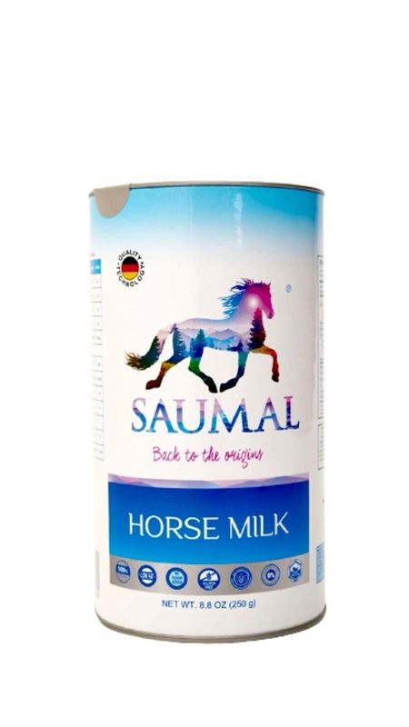 SAUMAL Pure Horse Milk Powder 250g, 100% Natural and Halal, Rich In Whey Protein, Close to Mothers Milk, Alternative to Camel, Goat and Cows Milk Allergy, Immune Booster, Freeze-Dried.