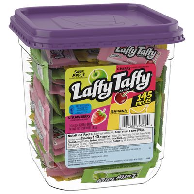 Laffy Taffy Candy, Assorted Fruit Flavored Taffy Candy, Sour Apple, Cherry, Strawberry &amp; Banana Flavors (145 Pieces)