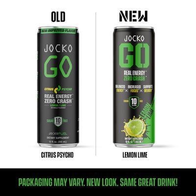 Jocko GO Energy Drink - KETO, Vitamin B12, Vitamin B6, Electrolytes, L Theanine, Magnesium- All Natural Energy Boost, Sugar Free Nootropic Monk Fruit Blend - 12 Pack (Lemon Lime)