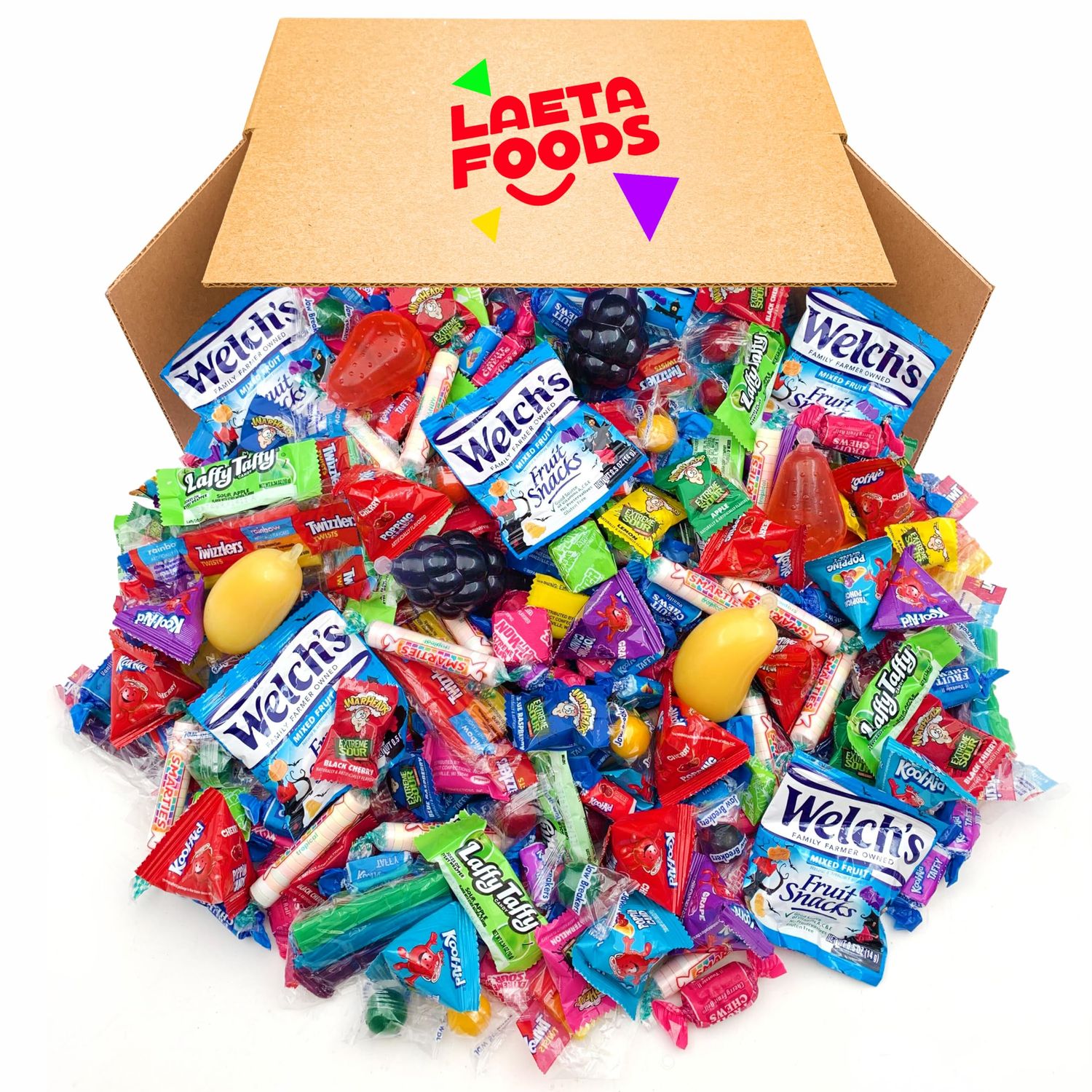 Christmas Party Candy Assortment - 10 Pound Box - Warheads, Kool-Aid, Welch&#39;s, Smarties, Lollipops (Approx. 450 Count)