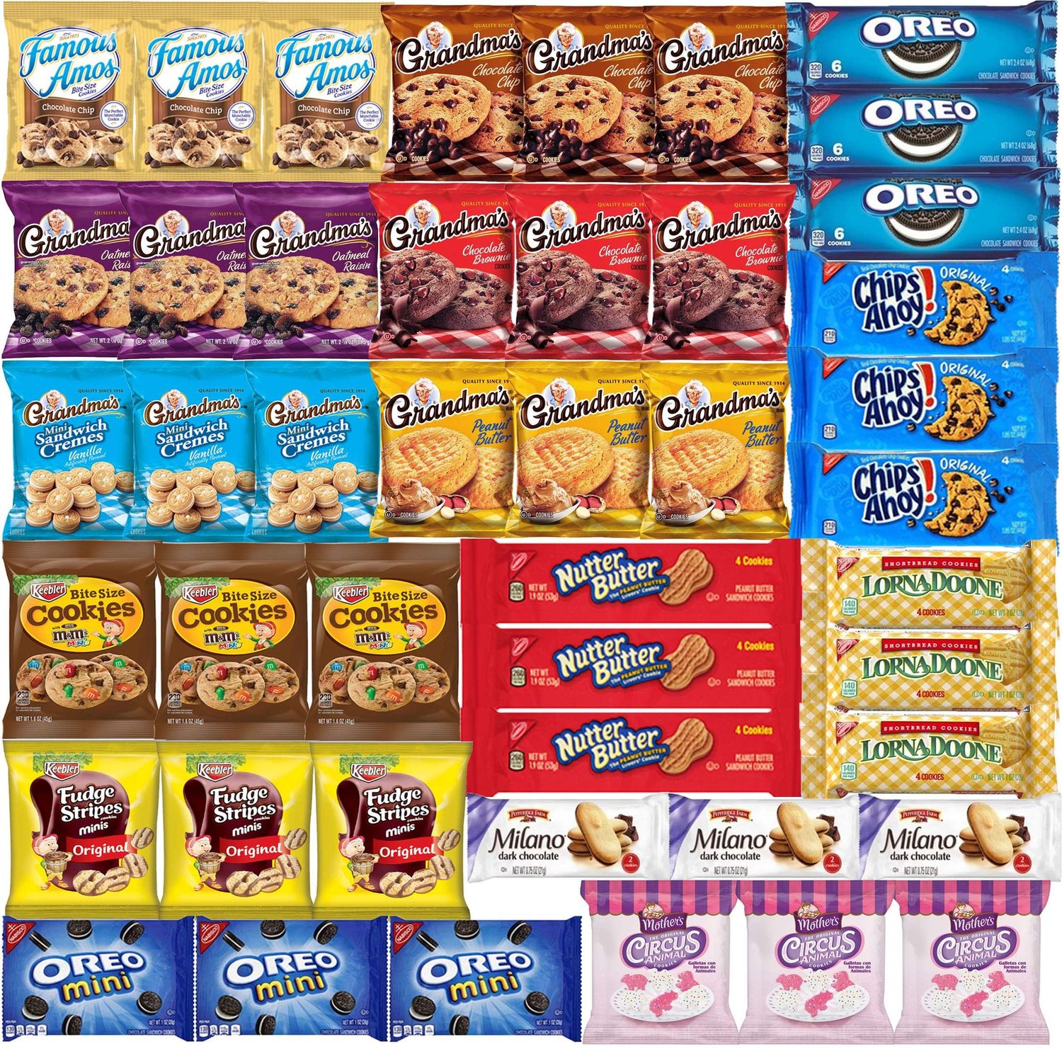 Cookies Individually Wrapped Variety Pack - Cookies Bulk Assortment Care Package Sampler Gift Box (45 Count)