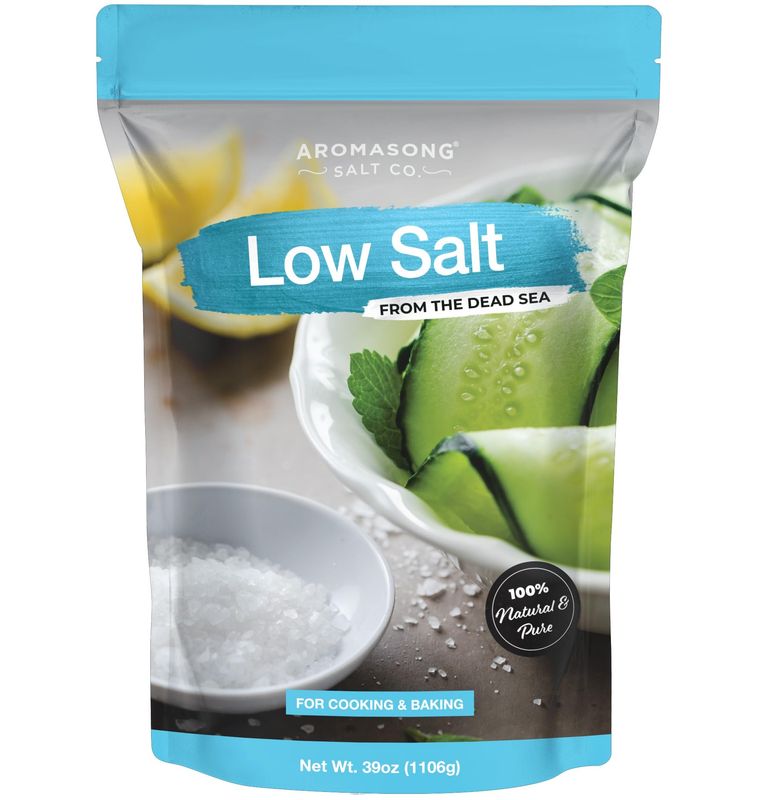 Aromasong Low Sodium Sea Salt 100% Natural Fine Grain Dead Sea Potassium Chloride with Dead Sea Salt, 39 oz (1106 g)