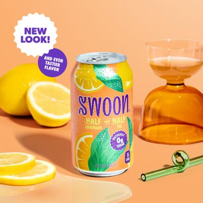 Swoon Half Unsweetened Iced Tea & Half Lemonade - Low Carb, Gluten Free, Keto & Paleo-Friendly - Natural Lemon Juice Concentrate and Organic Black Tea Sweetened by Monk Fruit and Stevia (Pack of 12)