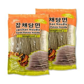 APEXY Sweet Potato Glass Noodles Straight Cut, Japchae Noodles, Korean Vermicelli Pasta, Fat-free and Gluten-free, 100% Sweet Potato Starch, No Additive, No Alum inside, 10.58oz (Pack of 2)