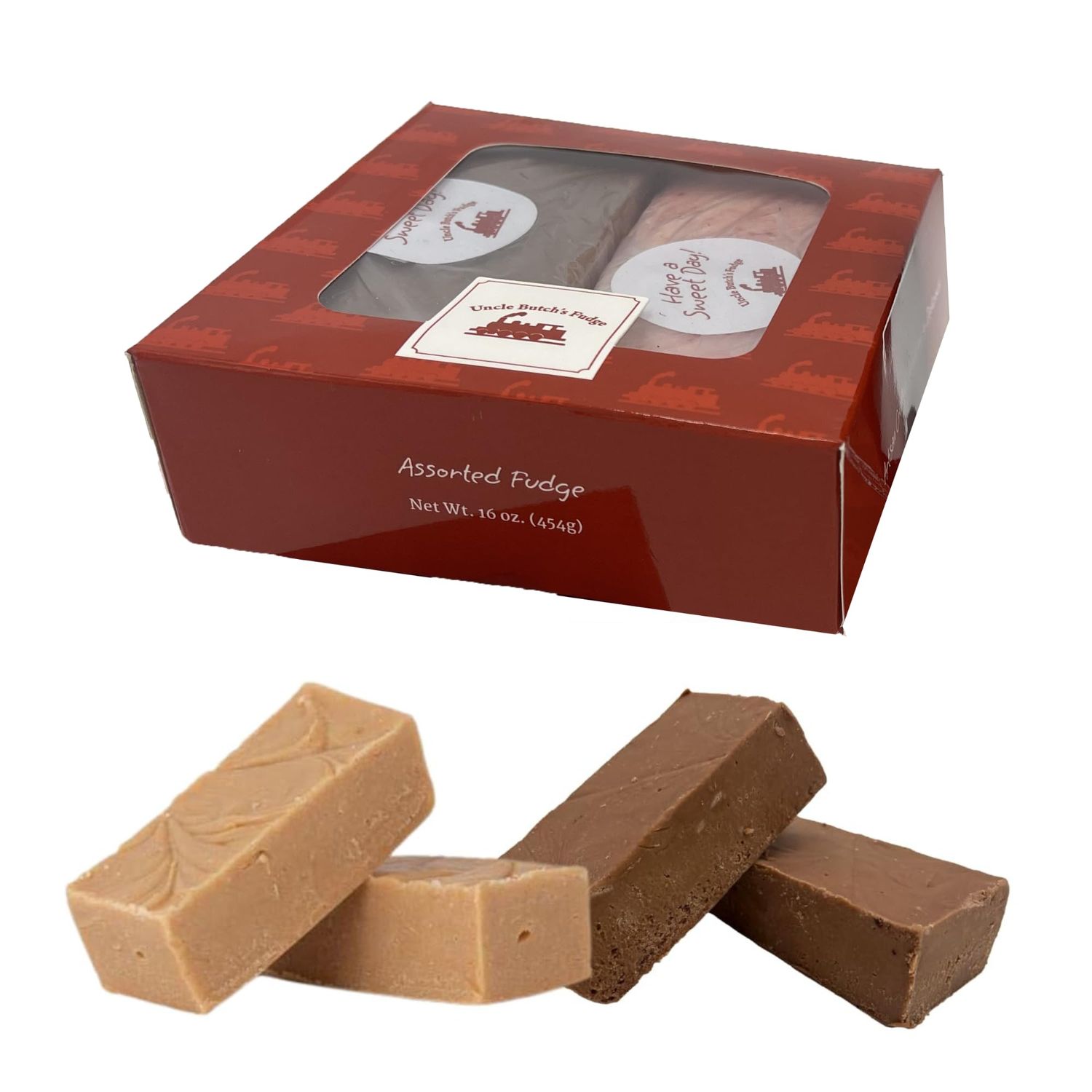 Uncle Butch&#39;s Fudge Custom Box - Creamy and Smooth Fudge Sampler - Choose Any 2 Flavors of Delicious &amp; Decadent Fudge - 16oz Total (1 Pack)