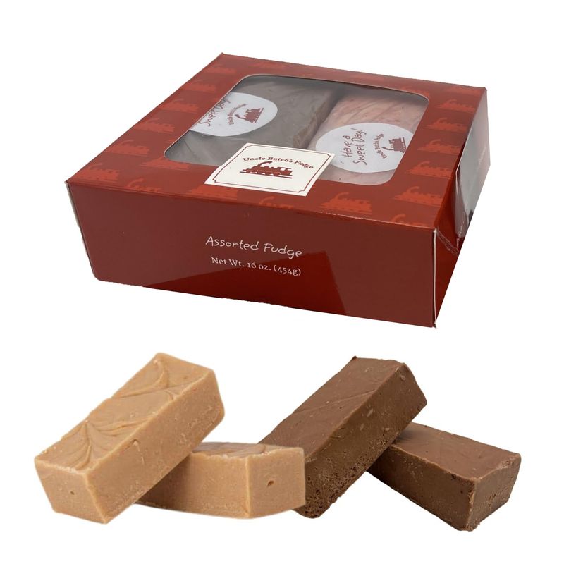 Uncle Butch's Fudge Custom Box - Creamy and Smooth Fudge Sampler - Choose Any 2 Flavors of Delicious &amp; Decadent Fudge - 16oz Total (1 Pack)