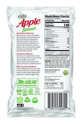 Sensible Portions Garden Veggie Snacks - Veggie Straws, Snack Size, Apple Cinnamon, 1 Oz (Pack of 24)