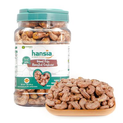 Hansia Wood Fire Roasted Cashew Oilfree Snack Whole Roasted Cashew With Skin Superfood Good Source of Magnesium  Natural Fiber Protein Vitamin and Iron Gift Giving Roasted Cashew 1 Pound Pack of 1