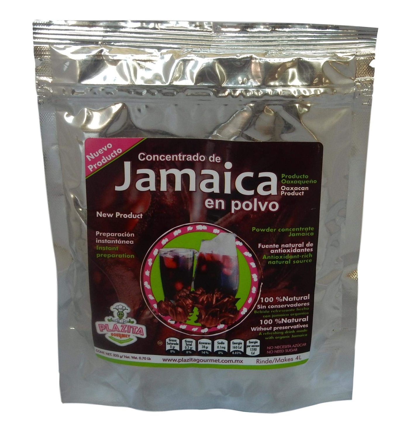 Powdered Drink Jamaica Oaxaquea, Concentrate Organic Jamaica, 100% Natural without Preservatives 300 G - 10.5 Oz (4L)