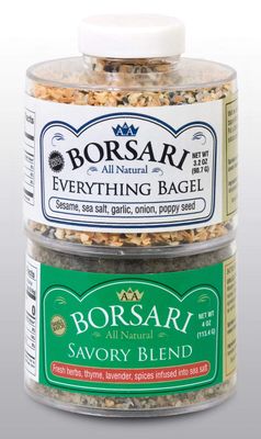 Borsari Seasoned Salt Combo - All Purpose Savory and Everything Bagel Seasonings - Gluten Free Gourmet Sea Salt Blends With Herbs and Spices - 3.2-4 oz Shaker Bottles