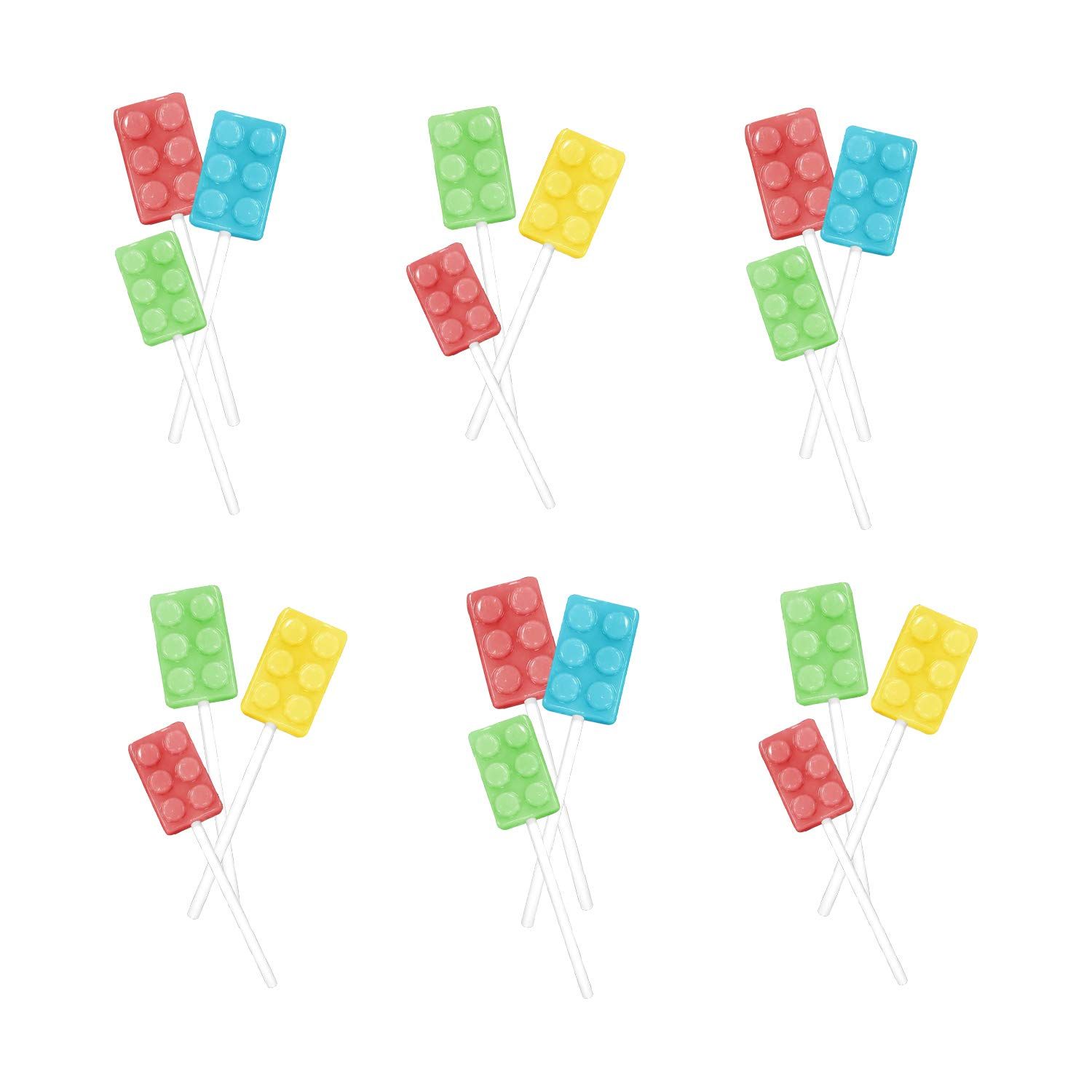 Brix On Stix | Brick Building Party Lollipop Suckers | Assorted Fruit Flavors Candy | 18 Count | Great for Birthday Parties, Holiday Giveaways, Party Favors, School Treats