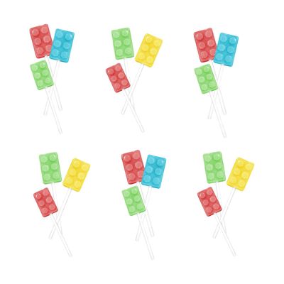 Brix On Stix | Brick Building Party Lollipop Suckers | Assorted Fruit Flavors Candy | 18 Count | Great for Birthday Parties, Holiday Giveaways, Party Favors, School Treats