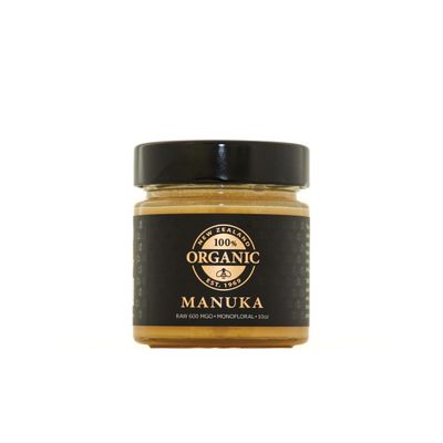 100 ORGANIC NEW ZEALAND Raw Manuka Honey 600MGO 10oz glass jar, Hive to Hand, Superfood, independently certified, Non-GMO