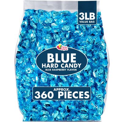 Blue Foil Candy - 3 Pounds - Bulk Classy Blue Hard Candy Individually Wrapped - Baby Shower Candy Boy - Blue Themed Candies for Buffet - Blue Raspberry Flavor