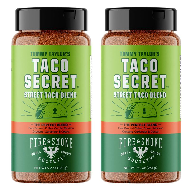 Fire &amp; Smoke Society Taco Secret Taco Seasoning Mix | XL Bottles | Fajita Seasoning Mix, Carnitas, Meat, Mexican Spice Blend | MSG Free, Gluten Free, Non-GMO | 9.2 oz (2-Pack)